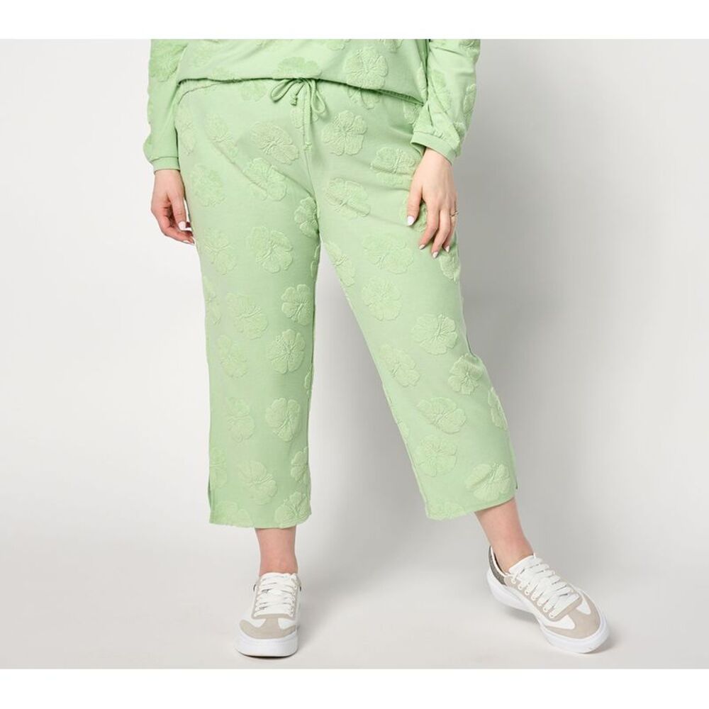 Splendid Women's Petite Pants PL Jacquard French Terry Cropped Pant Green